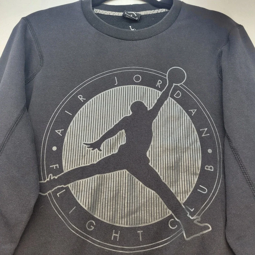 Jordan Flight Club Sweatshirt Mens L Black Graphic Pullover Jumpman Logo